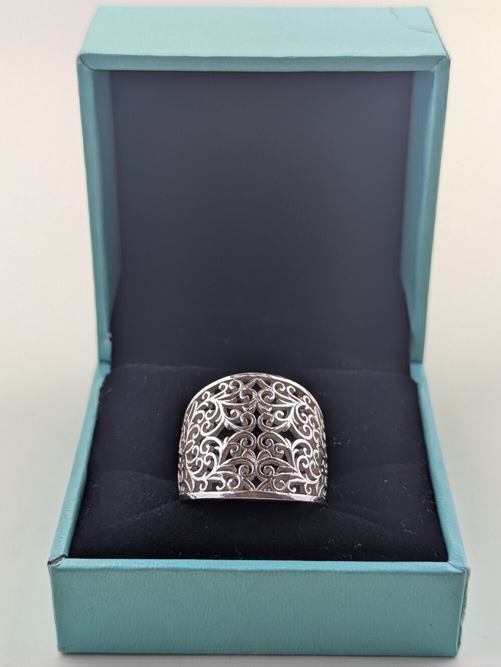 ✨ Vintage Sterling Silver 925 Intricate Filigree Scrollwork Band Ring ✨
